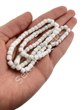 Silindir Kuzu Cam Boncuk Mat Beyaz 5x5 mm 1 Dizi