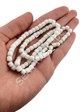 Silindir Kuzu Cam Boncuk Mat Beyaz 5x5 mm 1 Dizi