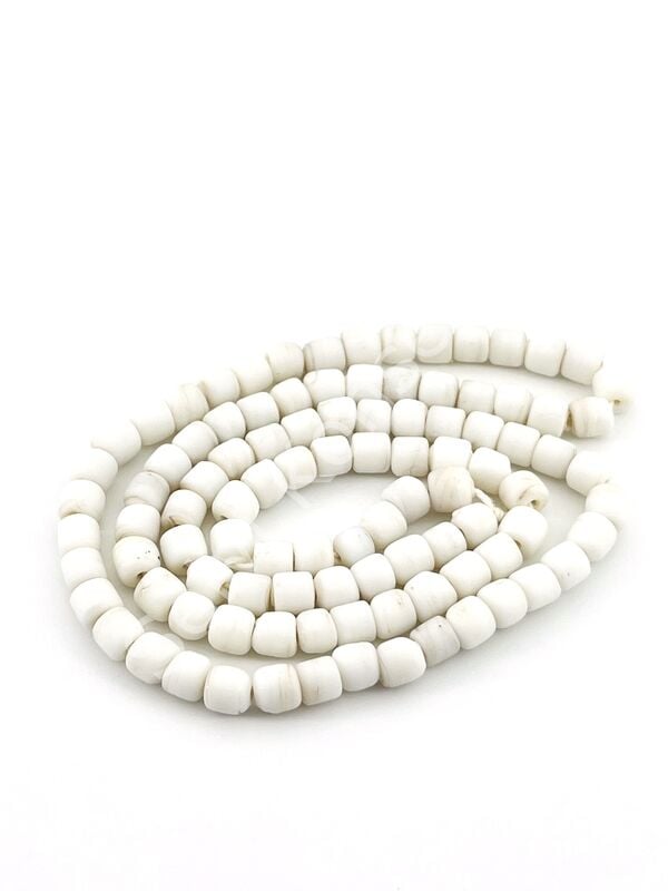 Silindir Kuzu Cam Boncuk Mat Beyaz 5x5 mm 1 Dizi