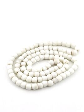 Silindir Kuzu Cam Boncuk Mat Beyaz 5x5 mm 1 Dizi