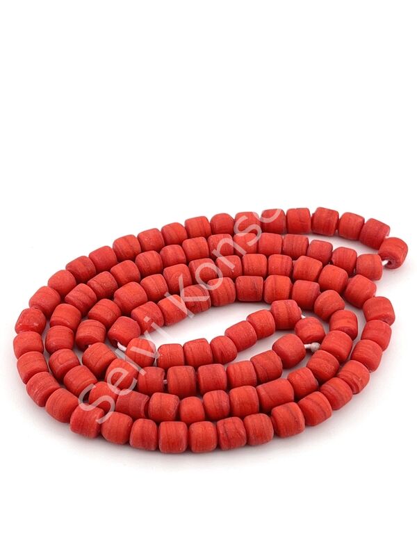 Silindir Kuzu Cam Boncuk Mat Kırmızı 6x6 mm 1 Dizi
