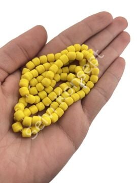 Silindir Kuzu Cam Boncuk Mat Sarı 6x6 mm 1 Dizi