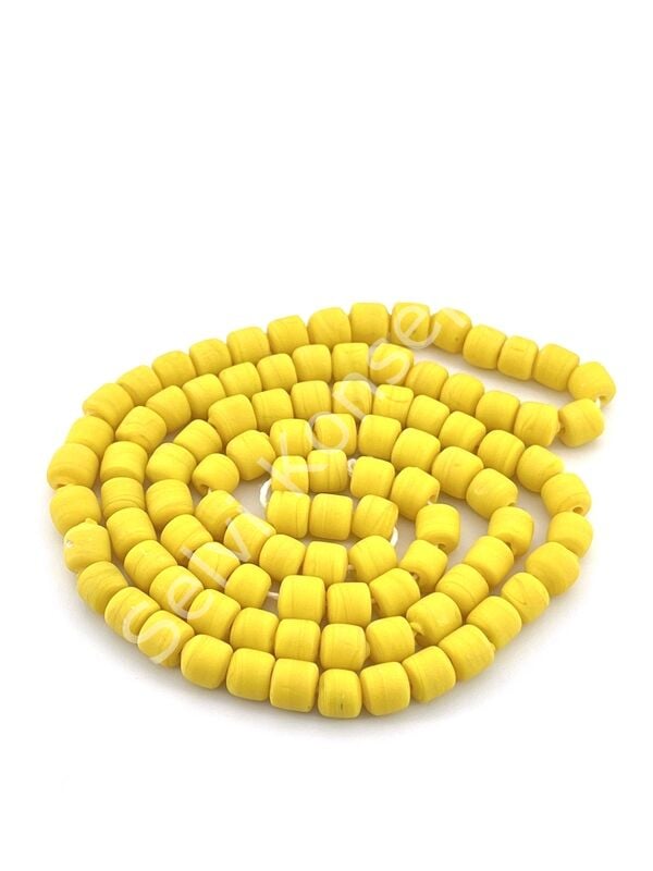 Silindir Kuzu Cam Boncuk Mat Sarı 6x6 mm 1 Dizi