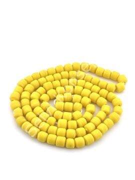 Silindir Kuzu Cam Boncuk Mat Sarı 6x6 mm 1 Dizi