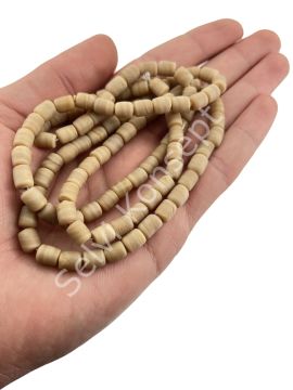 Silindir Kuzu Cam Boncuk Mat Krem 6x8 mm 1 Dizi