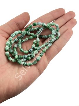 Arpa Kuzu Cam Boncuk Yeşil-Beyaz 5x7 mm 1 Dizi