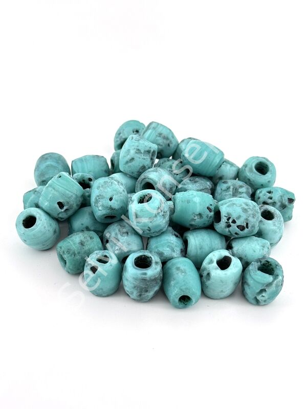 Eskitme Arpa Bodrum Cam Boncuk Turkuaz 50 Adet