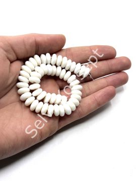 El Yapımı Parlak Disk Rondela Cam Boncuk Dizi Beyaz 10x5 mm