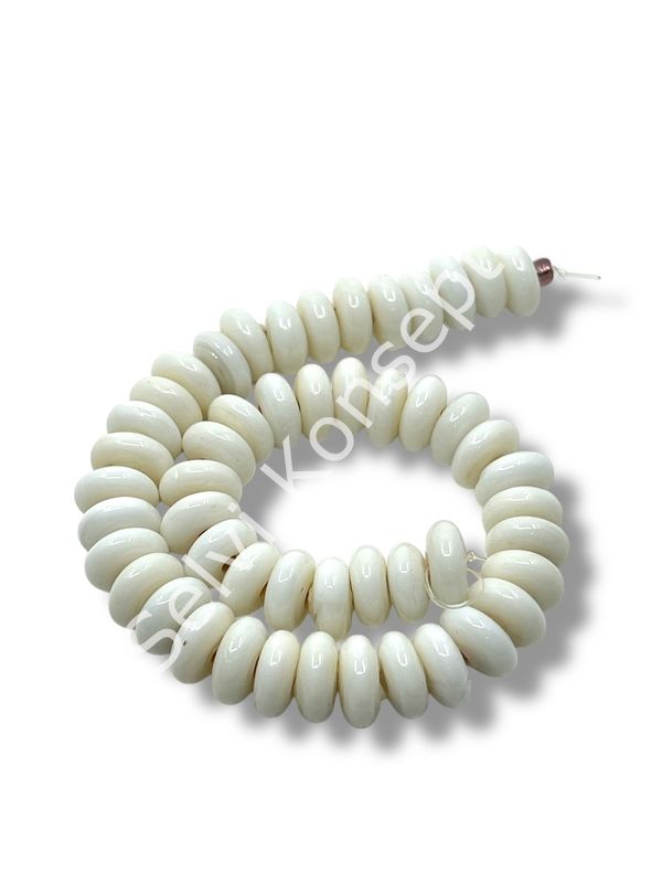 El Yapımı Parlak Disk Rondela Cam Boncuk Dizi Beyaz 10x5 mm