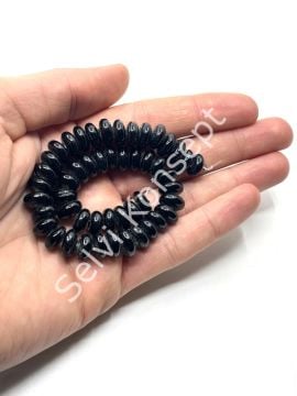 El Yapımı Parlak Disk Rondela Cam Boncuk Dizi Siyah 10x5 mm