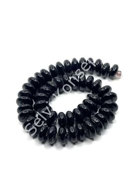 El Yapımı Parlak Disk Rondela Cam Boncuk Dizi Siyah 10x5 mm