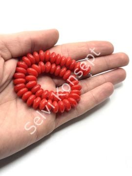 El Yapımı Parlak Disk Rondela Cam Boncuk Dizi Nar Çiçeği 10x5 mm