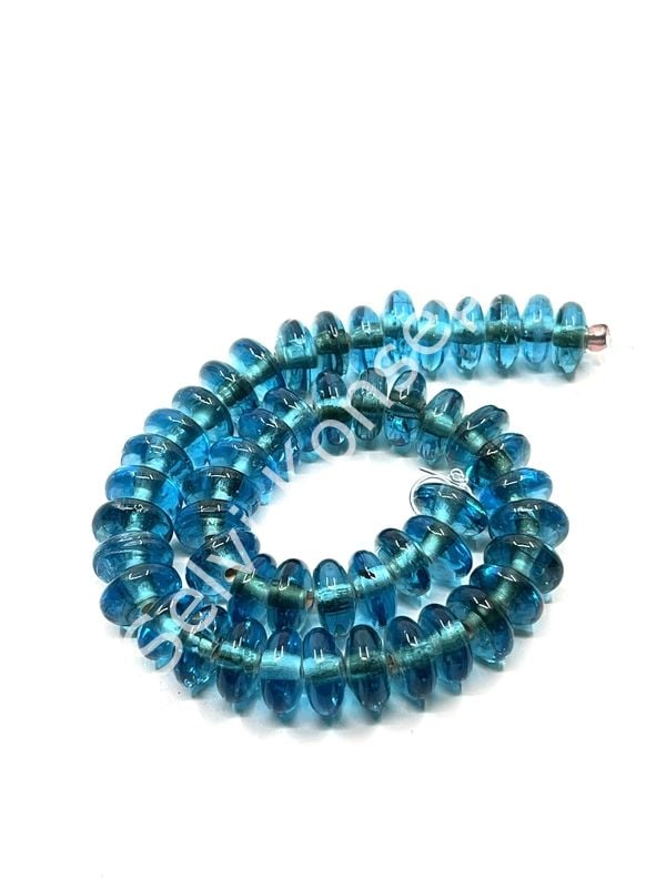 El Yapımı Parlak Disk Rondela Cam Boncuk Dizi Cam Mavi 10x5 mm