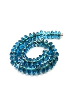 El Yapımı Parlak Disk Rondela Cam Boncuk Dizi Cam Mavi 10x5 mm