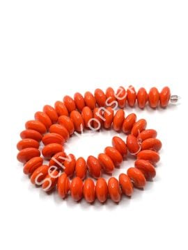 El Yapımı Parlak Disk Rondela Cam Boncuk Dizi Turuncu 10x5 mm