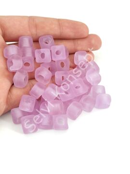 Murano Buzlu Lila Kare Boncuk