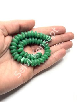 El Yapımı Parlak Disk Rondela Cam Boncuk Dizi Yeşil 10x5 mm
