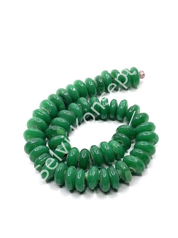 El Yapımı Parlak Disk Rondela Cam Boncuk Dizi Yeşil 10x5 mm