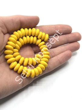 El Yapımı Parlak Disk Rondela Cam Boncuk Dizi Hardal 10x5 mm