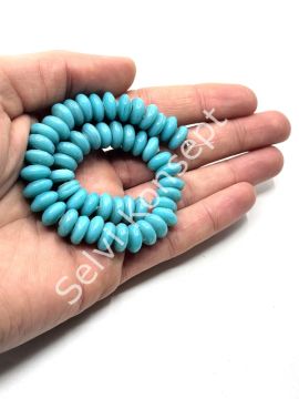 El Yapımı Parlak Disk Rondela Cam Boncuk Dizi Turkuaz 10x5 mm