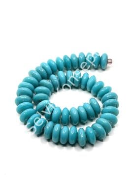 El Yapımı Parlak Disk Rondela Cam Boncuk Dizi Turkuaz 10x5 mm