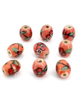 Çiçekli Arpa Seramik Boncuk 14x16 mm
