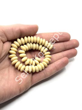 El Yapımı Parlak Disk Rondela Cam Boncuk Dizi Krem 10x5 mm