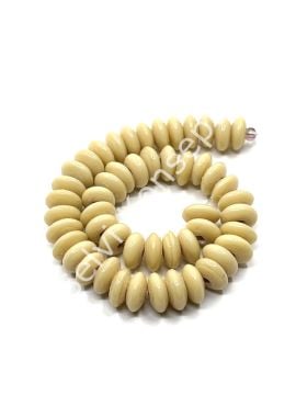 El Yapımı Parlak Disk Rondela Cam Boncuk Dizi Krem 10x5 mm