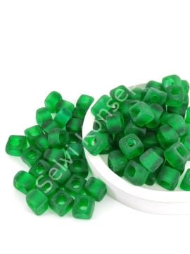 Murano Buzlu Yeşil Kare Boncuk