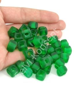 Murano Buzlu Yeşil Kare Boncuk