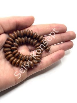 El Yapımı Parlak Disk Rondela Cam Boncuk Dizi Kahverengi 10x5 mm