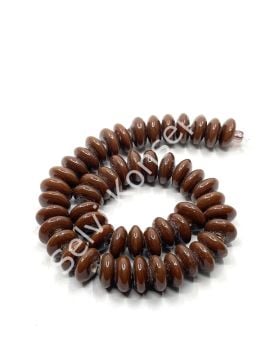 El Yapımı Parlak Disk Rondela Cam Boncuk Dizi Kahverengi 10x5 mm