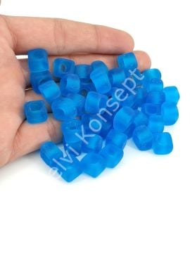 Murano Buzlu Çanak Mavi Kare Boncuk