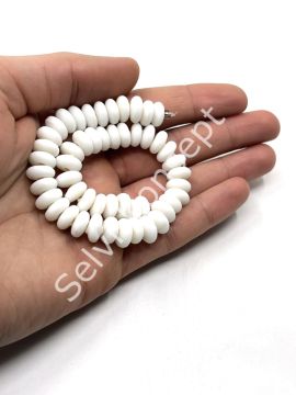 El Yapımı Mat Disk Rondela Cam Boncuk Dizi Beyaz 10x5 mm