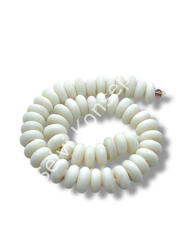 El Yapımı Mat Disk Rondela Cam Boncuk Dizi Beyaz 10x5 mm