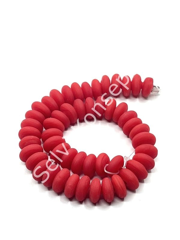 El Yapımı Mat Disk Rondela Cam Boncuk Dizi Nar Çiçeği 10x5 mm