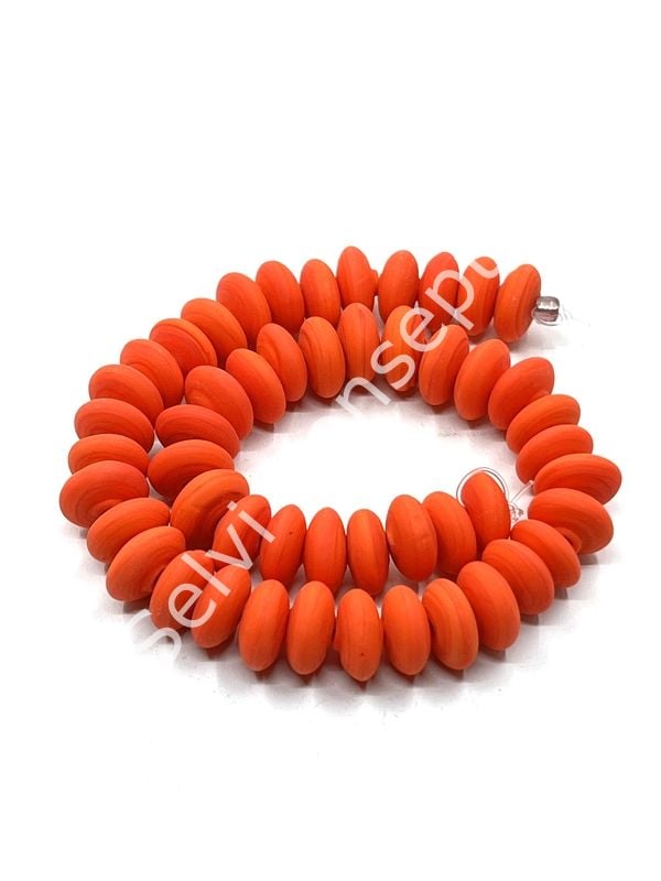 El Yapımı Mat Disk Rondela Cam Boncuk Dizi Turuncu 10x5 mm