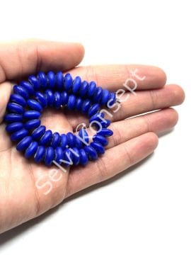 El Yapımı Mat Disk Rondela Cam Boncuk Dizi Lacivert 10x5 mm