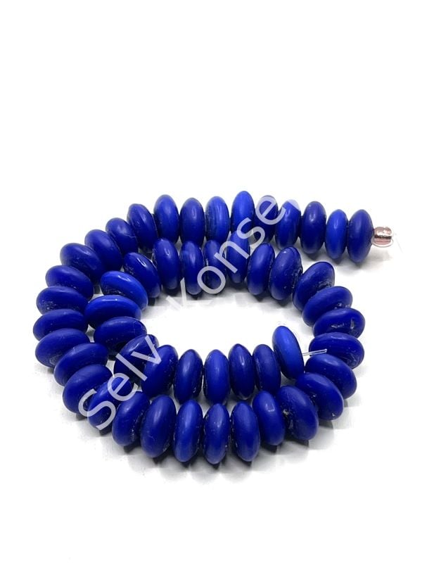 El Yapımı Mat Disk Rondela Cam Boncuk Dizi Lacivert 10x5 mm