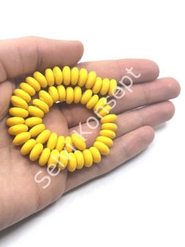 El Yapımı Mat Disk Rondela Cam Boncuk Dizi Hardal 10x5 mm
