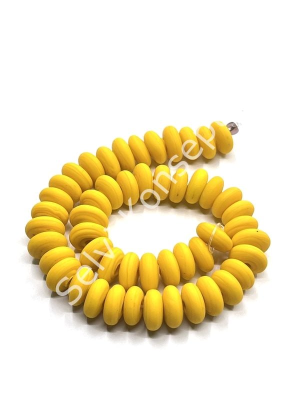 El Yapımı Mat Disk Rondela Cam Boncuk Dizi Hardal 10x5 mm