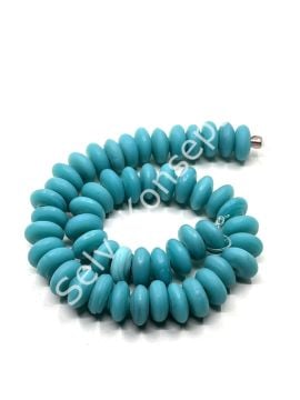 El Yapımı Mat Disk Rondela Cam Boncuk Dizi Turkuaz 10x5 mm