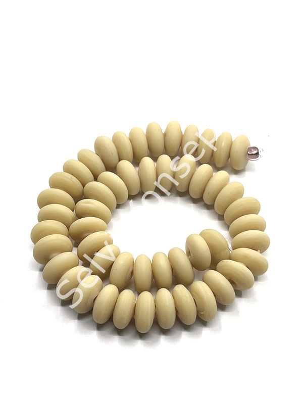 El Yapımı Mat Disk Rondela Cam Boncuk Dizi Krem 10x5 mm