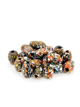 Turuncu Renkli Benekli Mısır İşi Cam Boncuk 10 Adet