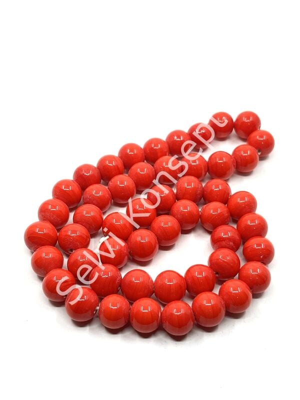 El Yapımı Parlak Yuvarlak Dizi Cam Boncuk Nar Çiçeği 10 mm