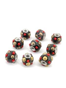 İşlemeli Otantik Boncuk Gold 15 mm