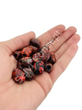 Kırmızı Renkli Benekli Mısır İşi Cam Boncuk 30 Adet