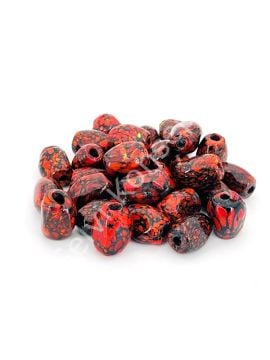 Kırmızı Renkli Benekli Mısır İşi Cam Boncuk 30 Adet