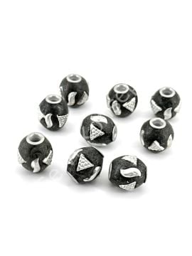 İşlemeli Otantik Boncuk Siyah 13x15 mm