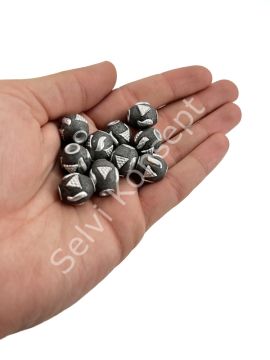 İşlemeli Otantik Boncuk Siyah 13x15 mm